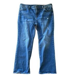 Chicos So Lifting Straight Leg Light Distressed Denim Blue Jean US 16P Chicos 3P